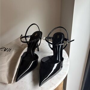 Zara Women's Glossy Black Strappy Heels